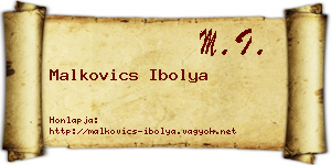 Malkovics Ibolya névjegykártya